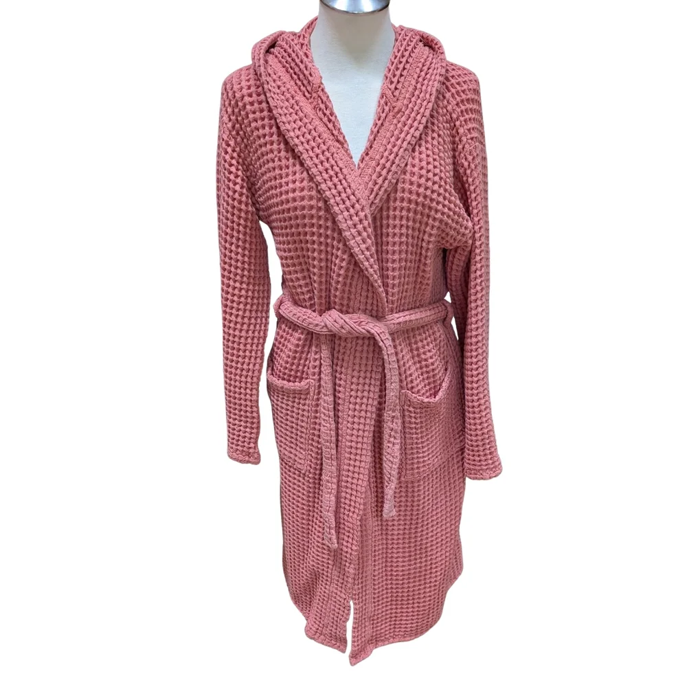 100% Cotton Waffle Knit Light Terracotta Robe - Picture 2 of 6